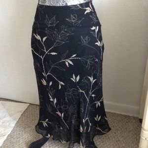 VINTAGE, VISION APPAREL,  SILK MIDI SKIRT L